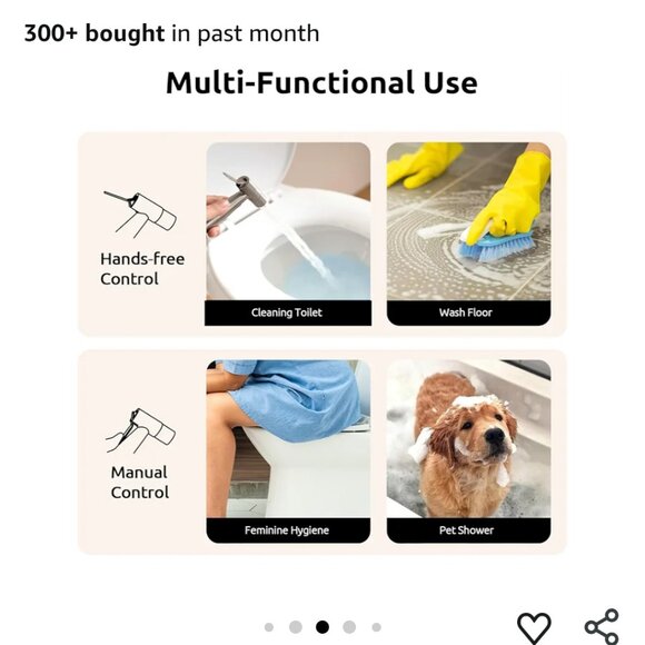 AROFA TOILET BIDET SPRAYER-HANDS FREE-HANDHELD-DUAL CONTROL ADJUST WATER FLOW - Picture 4 of 16